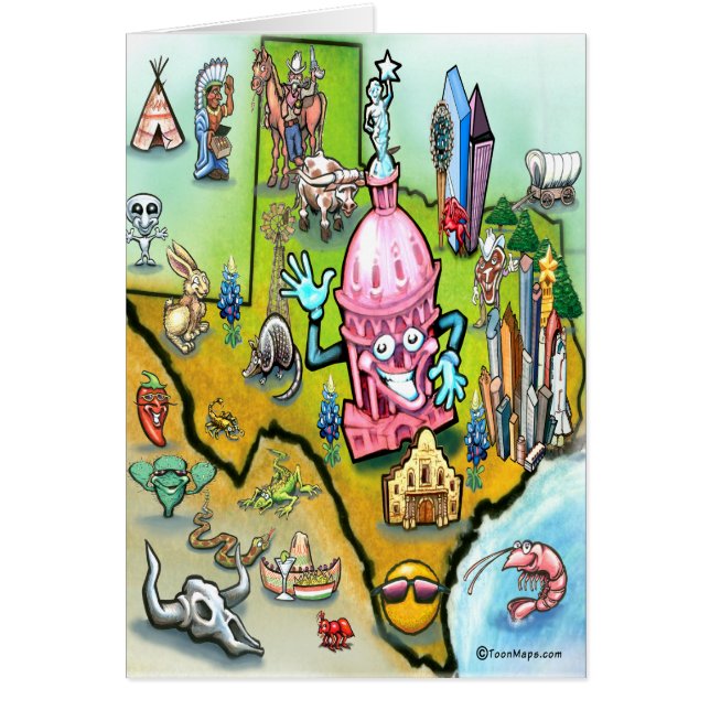 Austin Texas Cartoon Map (Front)