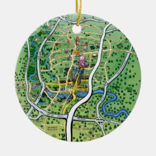 Austin Texas Cartoon Map Ceramic Tree Decoration