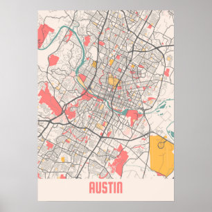 Austin - Texas Chalk City Map Poster