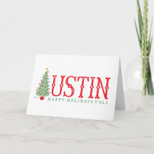 Austin, Texas Christmas Tree Happy Holidays Card
