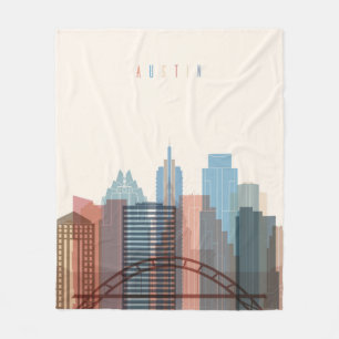 Austin, Texas   City Skyline Fleece Blanket