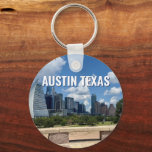 Austin Texas City Skyline Photography Key Ring<br><div class="desc">This modern Austin Texas keychain features beautiful blue sky and clouds above the city skyline. All of the new buildings against the pretty green trees that epitomises the beauty of the urban downtown and nature of the place. Great travel keepsake gift for a visitor or a local Austinite that likes...</div>