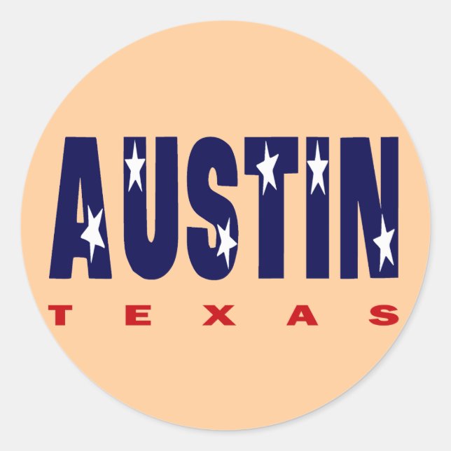AUSTIN, TEXAS CLASSIC ROUND STICKER (Front)