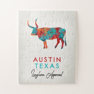 Austin Texas Colourful Longhorn Jigsaw Puzzle