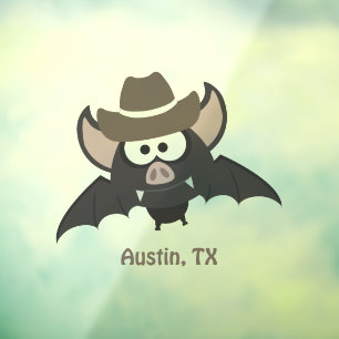 Austin Texas Cute Cartoon Cowboy Bat 
