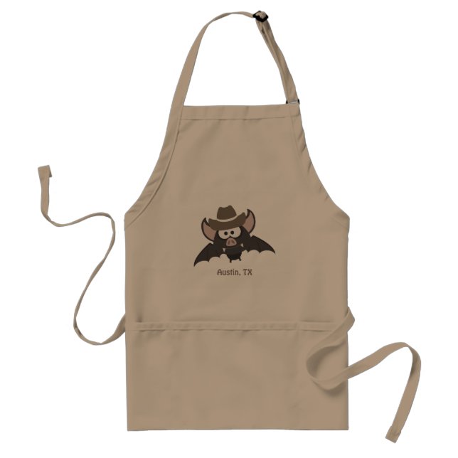 Austin Texas Cute Cartoon Cowboy Bat Standard Apron (Front)