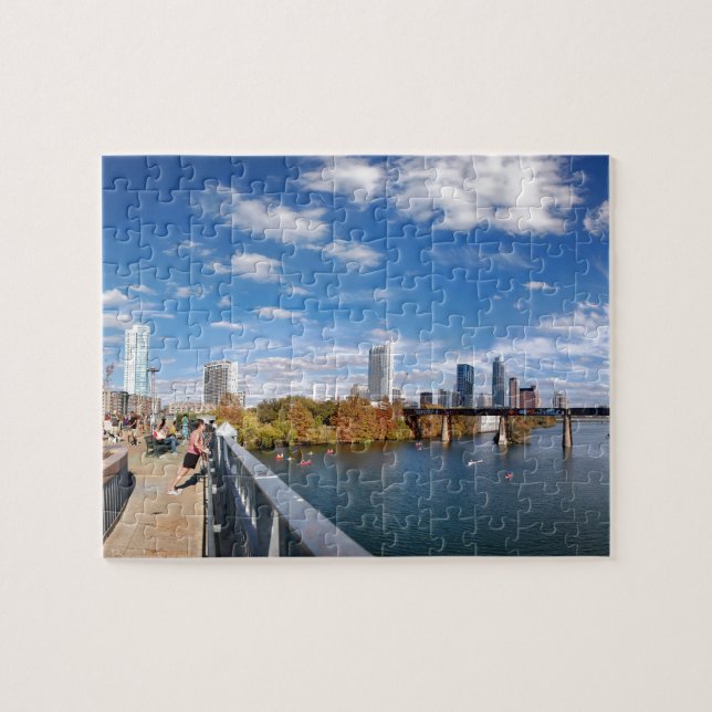 Austin Texas Downtown Lady Bird Lake Trail Bridge Jigsaw Puzzle (Horizontal)