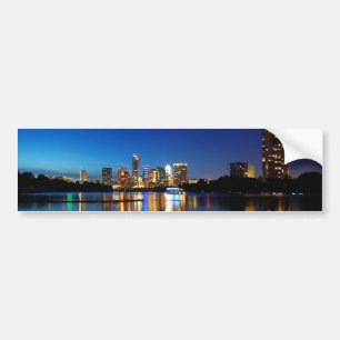 Austin Texas Downtown Night Skyline Ladybird Lake Bumper Sticker