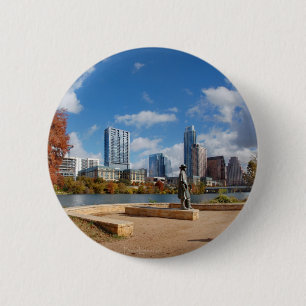 Austin Texas Downtown Skyline - Ladybird Lake 6 Cm Round Badge