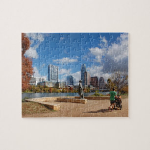 Austin Texas Downtown Skyline - Ladybird Lake Jigsaw Puzzle