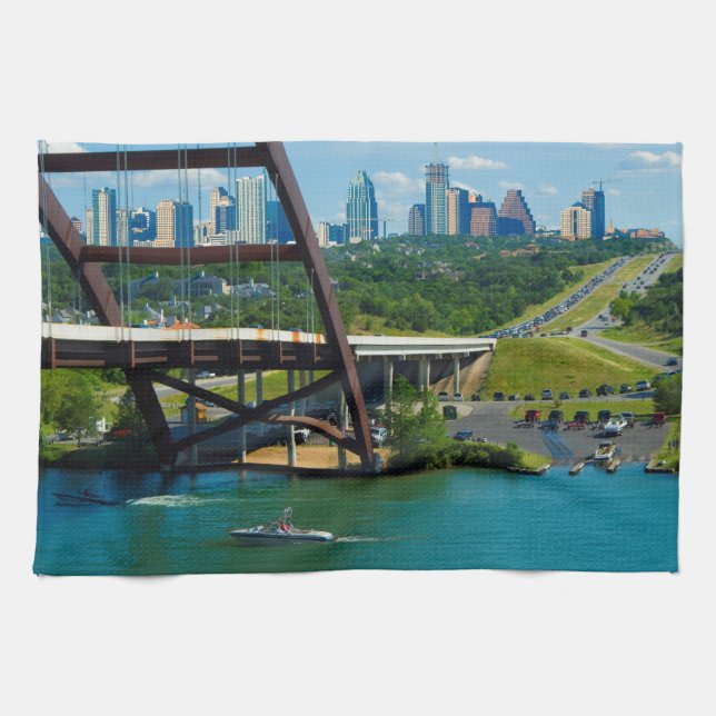 Austin, Texas from 360 Bridge Tea Towel (Horizontal)