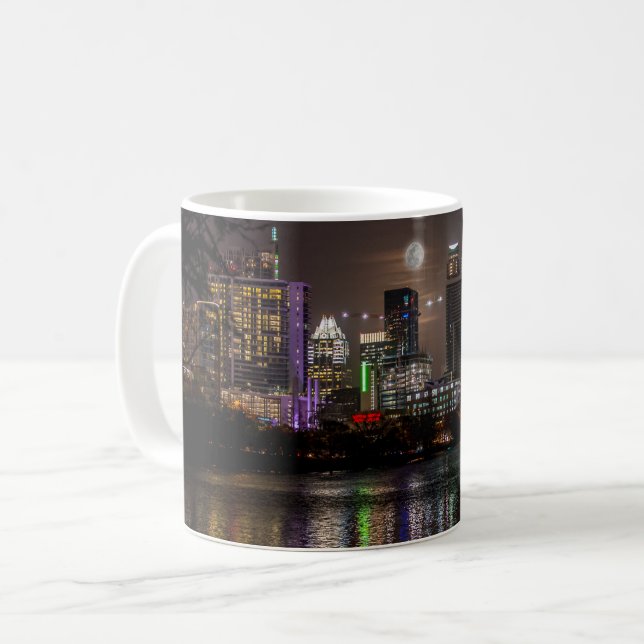 Austin, Texas Full Moon v2 Coffee Mug (Front Left)