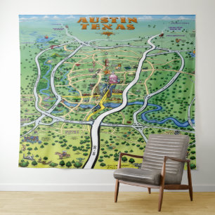 Austin Texas Fun Map Tapestry