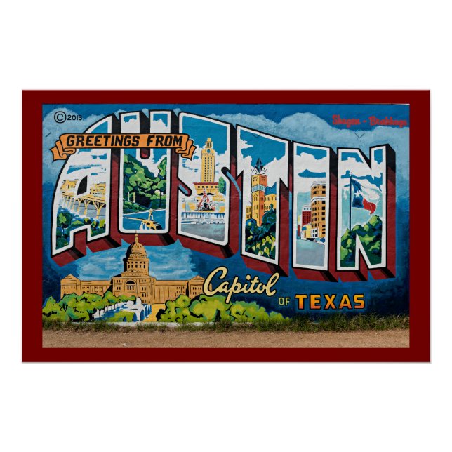 Austin, Texas Greetings Poster (Front)