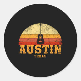 Austin Texas Guitar Guitarist Vacation Humor Classic Round Sticker