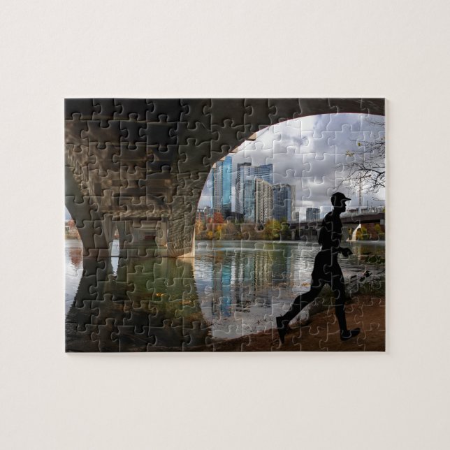 Austin Texas Lady Bird Lake Trail Runner Jigsaw Puzzle (Horizontal)