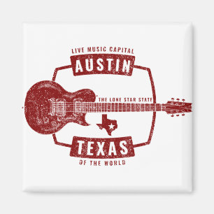 Austin Texas Live Music Guitar Magnet