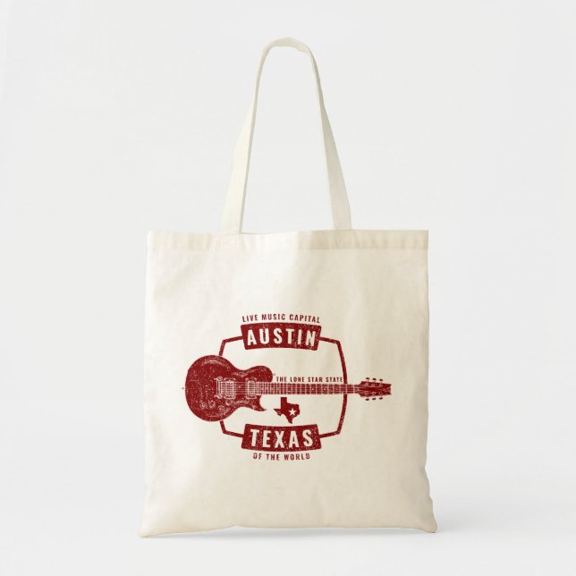 Austin Texas Live Music Guitar Tote Bag (Front)