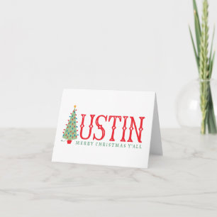 Austin Texas Merry Christmas Tree Greeting Card