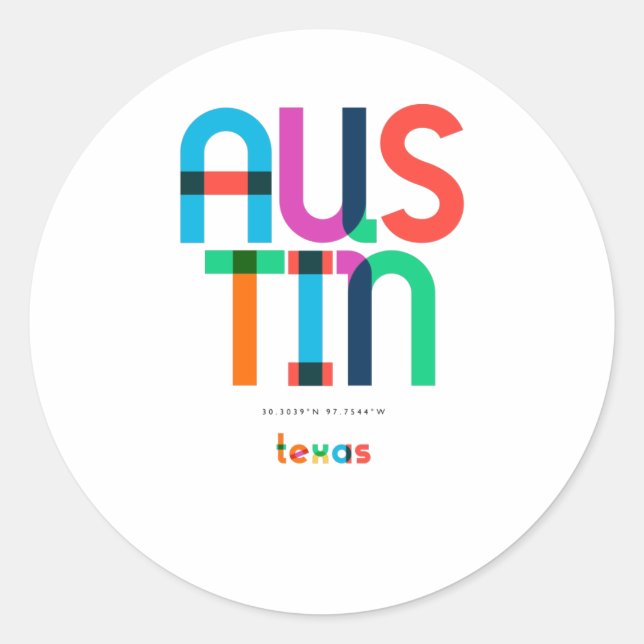 Austin Texas Mid Century, Pop Art, Classic Round Sticker (Front)