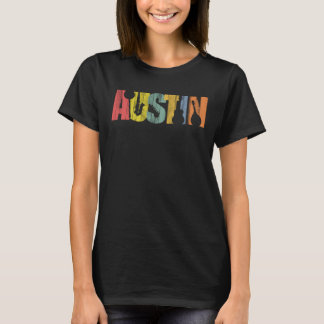 Austin Texas Music Wood Grain Distressed T-Shirt