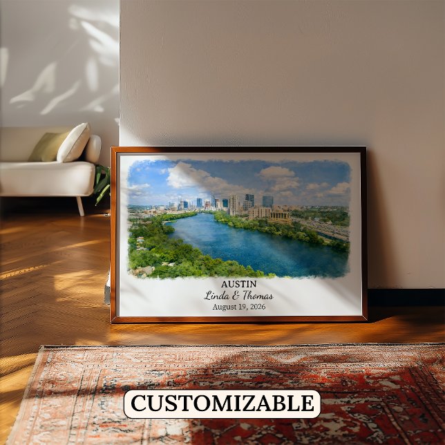 Austin Texas Poster, Watercolor, Custom Poster (Creator Uploaded)