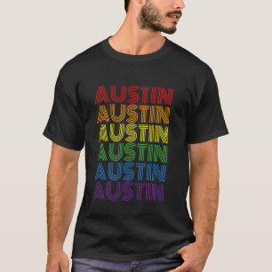 Austin Texas Retro Rainbow Vintage City Men T-Shirt