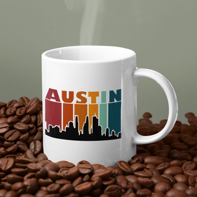 Austin Texas Retro Sunset Cityscape Coffee Mug (austin texas retro vintage sunset coffee mug)