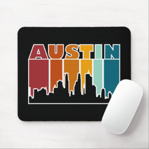 Austin Texas Retro Sunset Cityscape Mouse Pad
