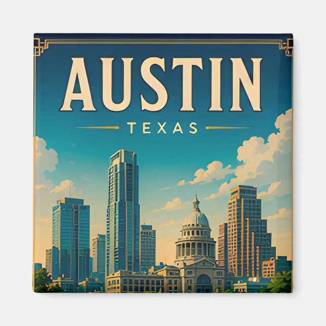 Austin Texas Skyline and Riverfront Magnet (Front)