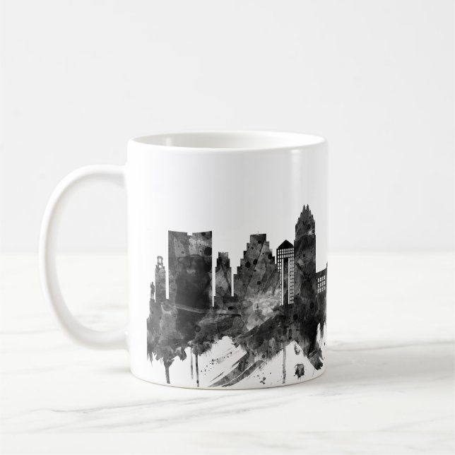 Austin Texas Skyline BW Coffee Mug (Left)