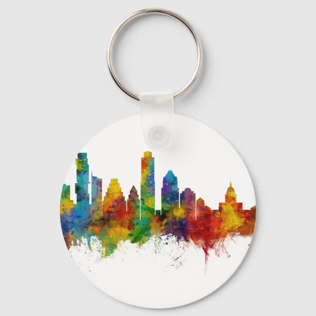 Austin Texas Skyline Key Ring (Front)