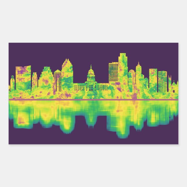 Austin Texas Skyline Rectangular Sticker (Front)
