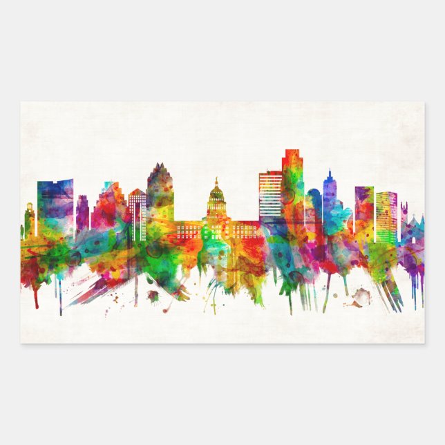 Austin Texas Skyline Rectangular Sticker (Front)