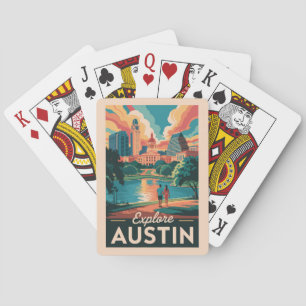 Austin Texas Skyline Travel Art Vintage Playing Cards