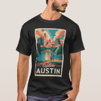 Austin Texas Skyline Travel Art Vintage