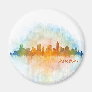 Austin Texas skyline watercolor v4 Magnet