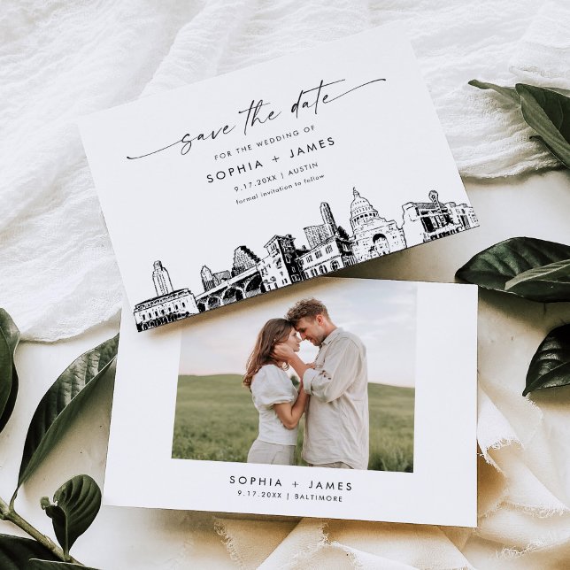 Austin, Texas Skyline Wedding Save the Date Card (Creator Uploaded)