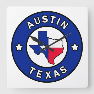 Austin Texas Square Wall Clock