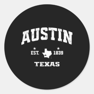 Austin Texas Tx State Throwback Athletic Classic Round Sticker