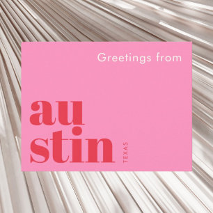 Austin Texas typographic pink Postcard
