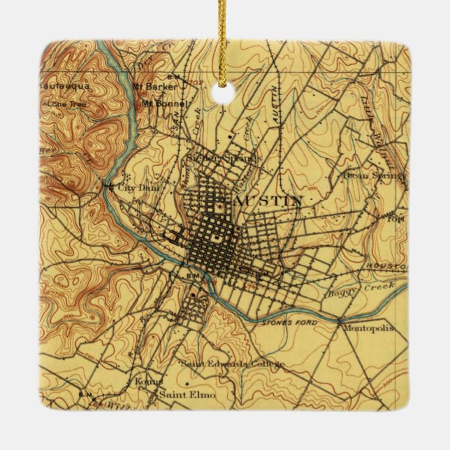 Austin Texas Vintage Map 1910 Ceramic Ornament (Back)