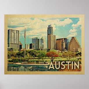 Austin Texas Vintage Travel Poster