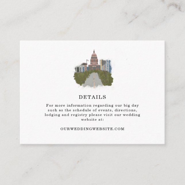 Austin Texas Wedding Enclosure Card (Front)