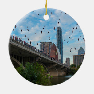 Austin, Texas with Bats Ceramic Ornament