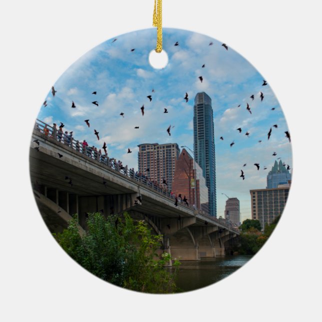 Austin, Texas with Bats Ceramic Ornament (Back)