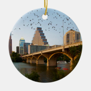 Austin, Texas with Bats Ceramic Ornament
