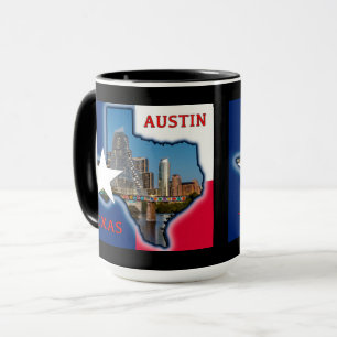 Austin, Texas with flag colours, Mug