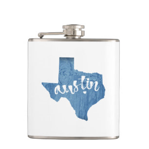 Austin, Texas Wood Grain Hip Flask