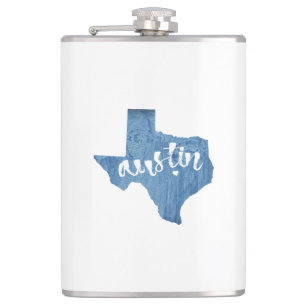 Austin, Texas Wood Grain Hip Flask